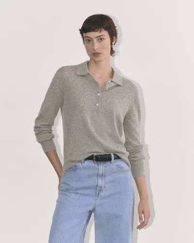 Everlane Classic Polo Sweater In Light Heather Grey In Gray