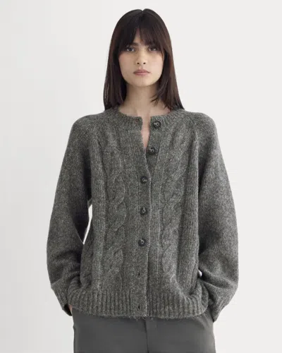 Everlane Cloud Cable Cardigan In Heather Charcoal In Multi