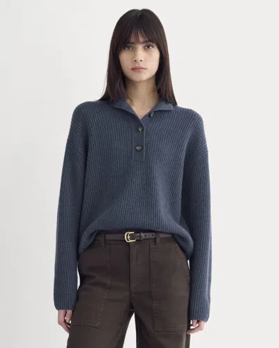 Everlane Cocoon Henley Sweater In Blue