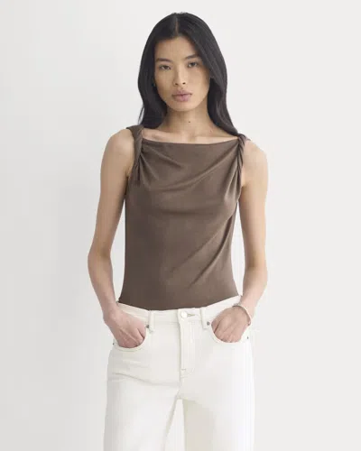 Everlane Cowl Neck Twist Tank Top In Brown