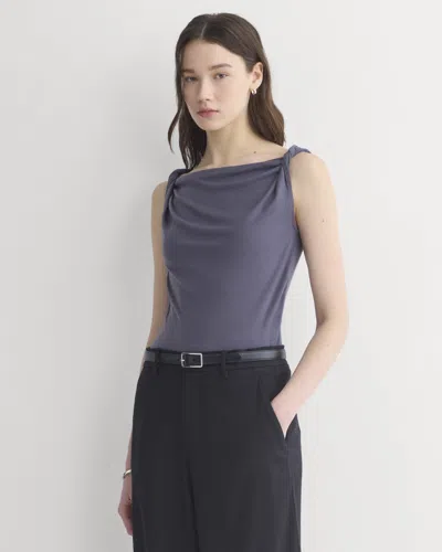 Everlane Cowl Neck Twist Tank Top In Gray