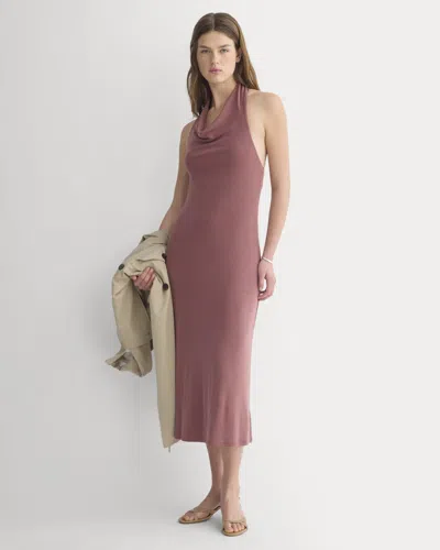 Everlane Cowlneck Halter Dress In Brown