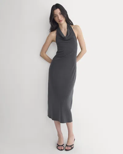 Everlane Cowlneck Halter Dress In Gray