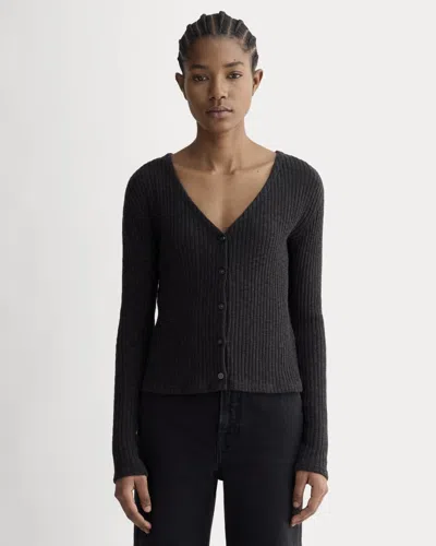 Everlane Cozy Rib Cardigan In Black