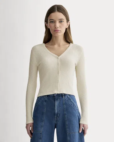 Everlane Cozy Rib Cardigan In Bone In Neutral