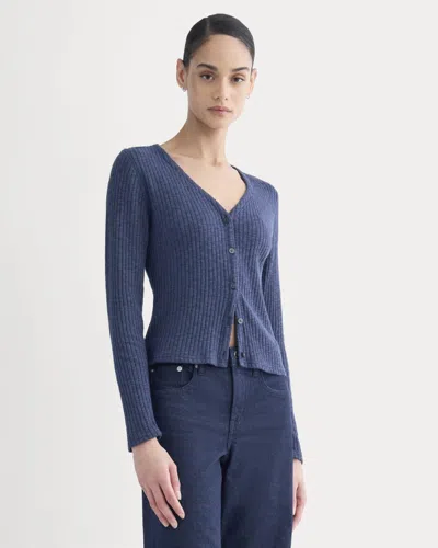 Everlane Cozy Rib Cardigan In Mood Indigo In Blue