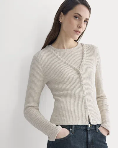 Everlane Cozy Rib Cardigan In Peyote/bone In Neutral