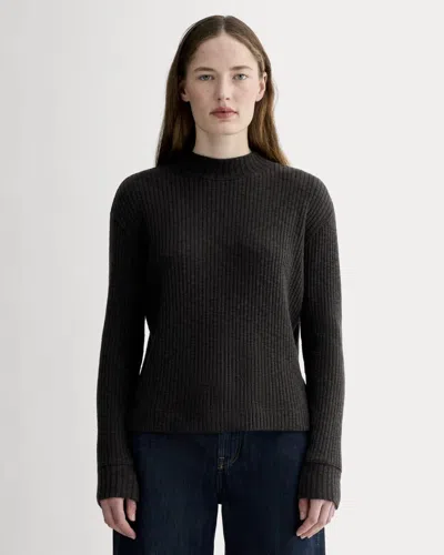 Everlane Cozy Rib Funnel-neck Sweater In Black
