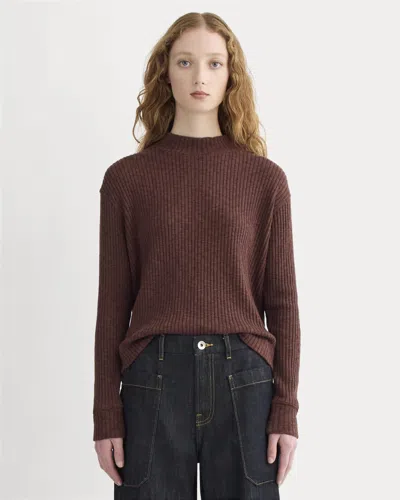Everlane Cozy Rib Funnel-neck Sweater In Dark Mahogany In Brown