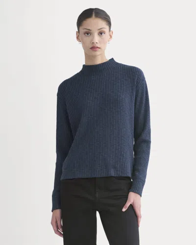 Everlane Cozy Rib Funnel-neck Sweater In Navy In Blue