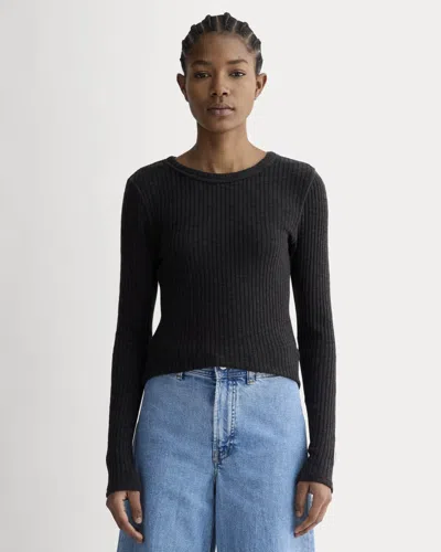 Everlane Cozy Rib Long-sleeve Tshirt In Black