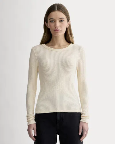 Everlane Cozy Rib Long-sleeve Tshirt In Bone In Neutral