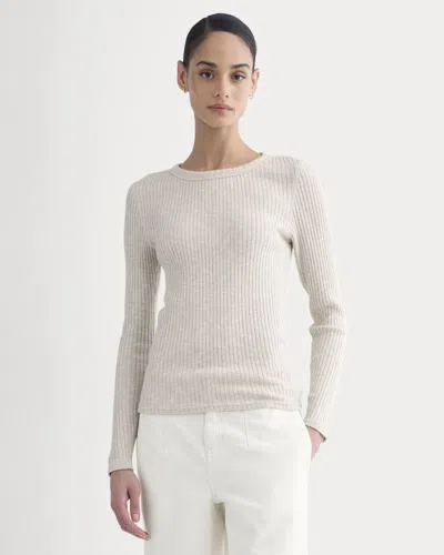 Everlane Cozy Rib Long-sleeve Tshirt In Peyote/bone In Neutral
