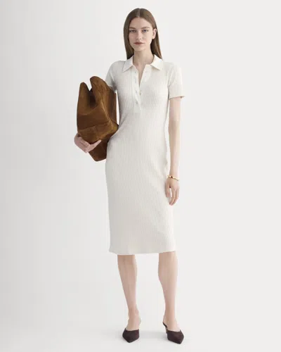 Everlane Cozy Rib Polo Dress In Bone In White