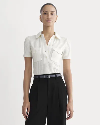 Everlane Cozy Rib Polo In Bone In White