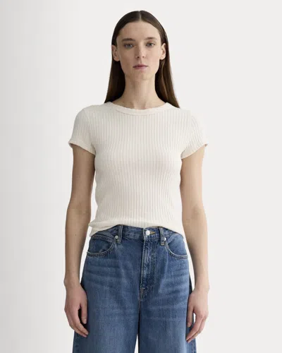 Everlane Cozy Rib Tshirt In Bone In White