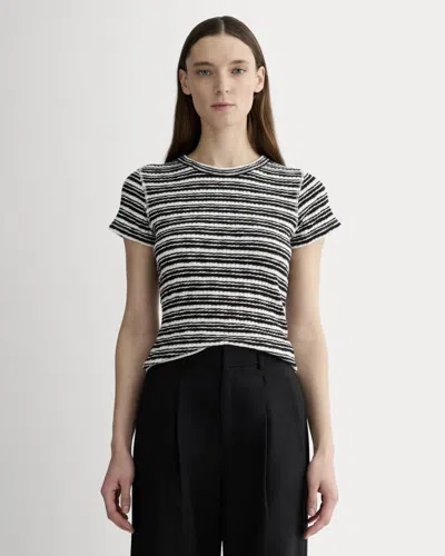 Everlane Cozy Rib Tshirt In Bone/black