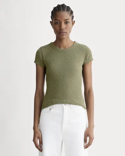 Everlane Cozy Rib Tshirt In Kalamata In Green