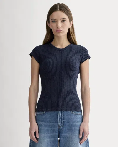 Everlane Cozy Rib Tshirt In Navy In Blue