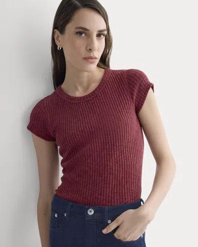 Everlane Cozy Rib Tshirt In Pomegranate In Brown