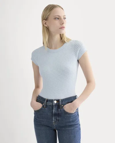 Everlane Cozy Rib Tshirt In Skywriting In Blue
