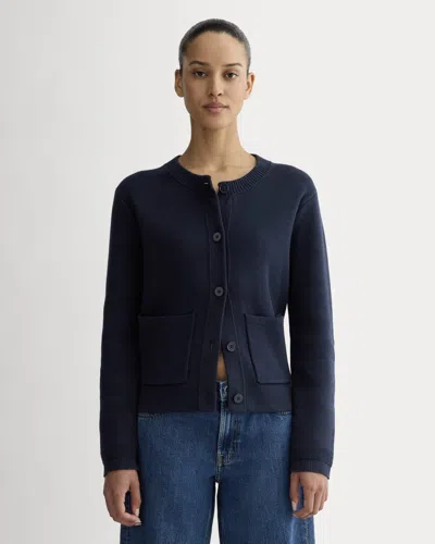 Everlane Crew Cardigan In Blue