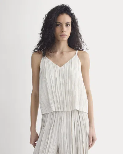 Everlane Crinkle Trapeze Tank Top In Birch In Multi