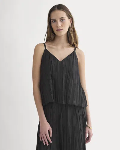 Everlane Crinkle Trapeze Tank Top In Black