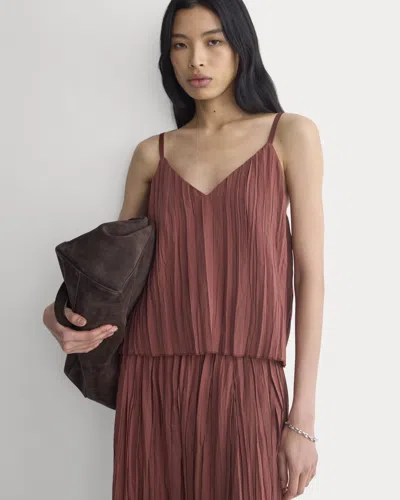 Everlane Crinkle Trapeze Tank Top In Henna Red In Brown