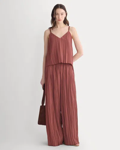Everlane Crinkle Wide-leg Pant In Henna Red
