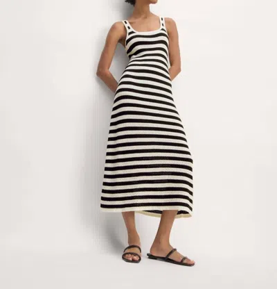 Everlane Crochet Knit Tank Dress In Black/ White