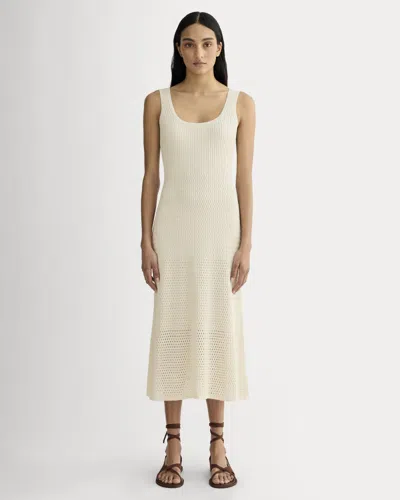 Everlane Crochet Knit Tank Top Dress In Birch In Neutral