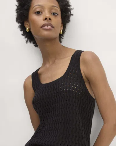 Everlane Crochet Knit Tank Top Sweater In Black