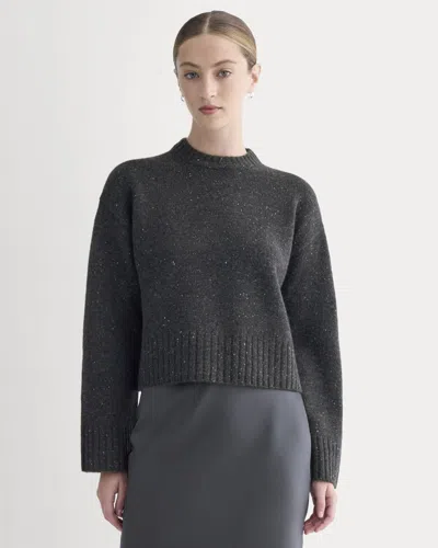 Everlane Cropped Boxy Crew Neck Sweater In Black