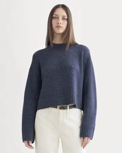 Everlane Cropped Boxy Crew Neck Sweater In Blue