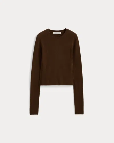 Everlane Cropped Crew Neck Sweater Top In Brown
