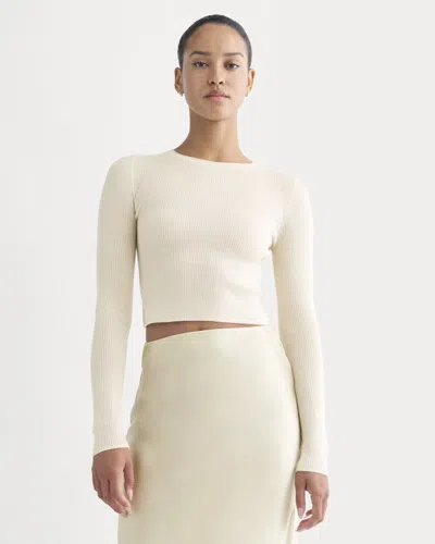 Everlane Cropped Crew Neck Sweater Top In Neutral