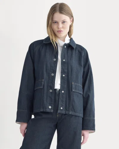 Everlane Cropped Denim Jacket In Garment-dyed Indigo In Blue