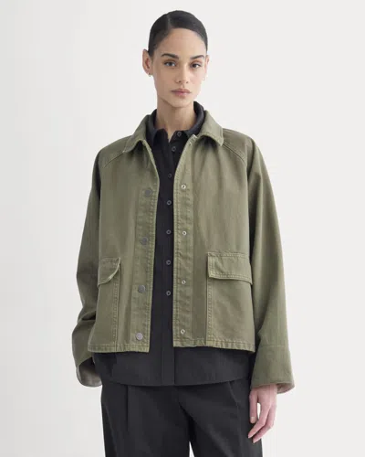 Everlane Cropped Denim Jacket In Garment-dyed Kalamata In Green
