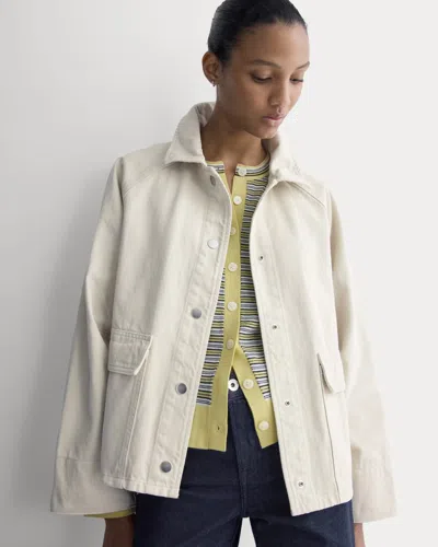 Everlane Cropped Denim Jacket In Garment-dyed Sand In Multi