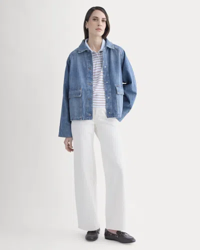 Everlane Cropped Denim Jacket In Medium Indigo In Blue