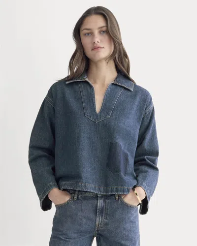Everlane Cropped Denim Tunic In Tungsten Blue Stone