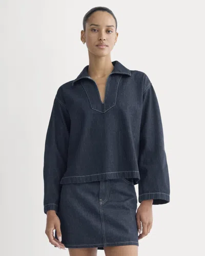 Everlane Cropped Denim Tunic In Tungsten Rinse In Blue