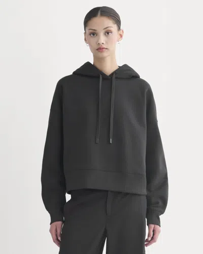 Everlane Cropped Luxe Fleece Hoodie In Black