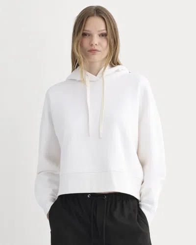 Everlane Cropped Luxe Fleece Hoodie In Bone In White