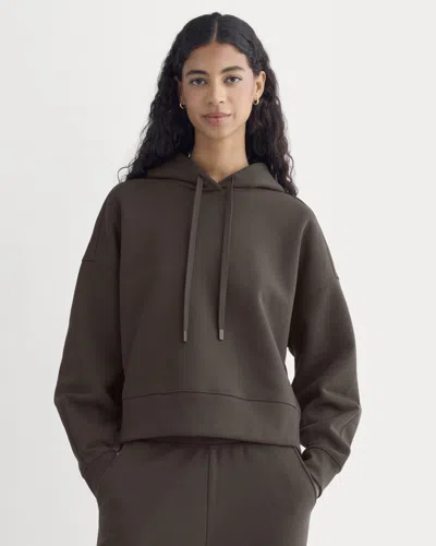 Everlane Cropped Luxe Fleece Hoodie In Dark Chocolate In Brown