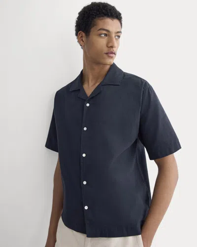 Everlane Cropped Resort Shirt In Navy In Blue