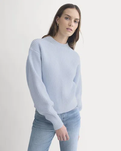 Everlane Cropped Ribbed Crew Neck Sweater In Blue