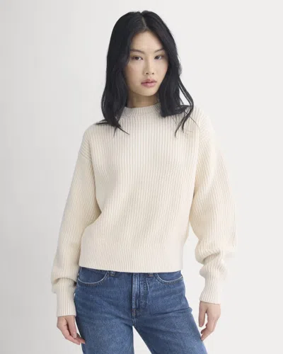Everlane Cropped Ribbed Crew Neck Sweater In Brown