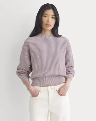Everlane Cropped Ribbed Crew Neck Sweater In Purple